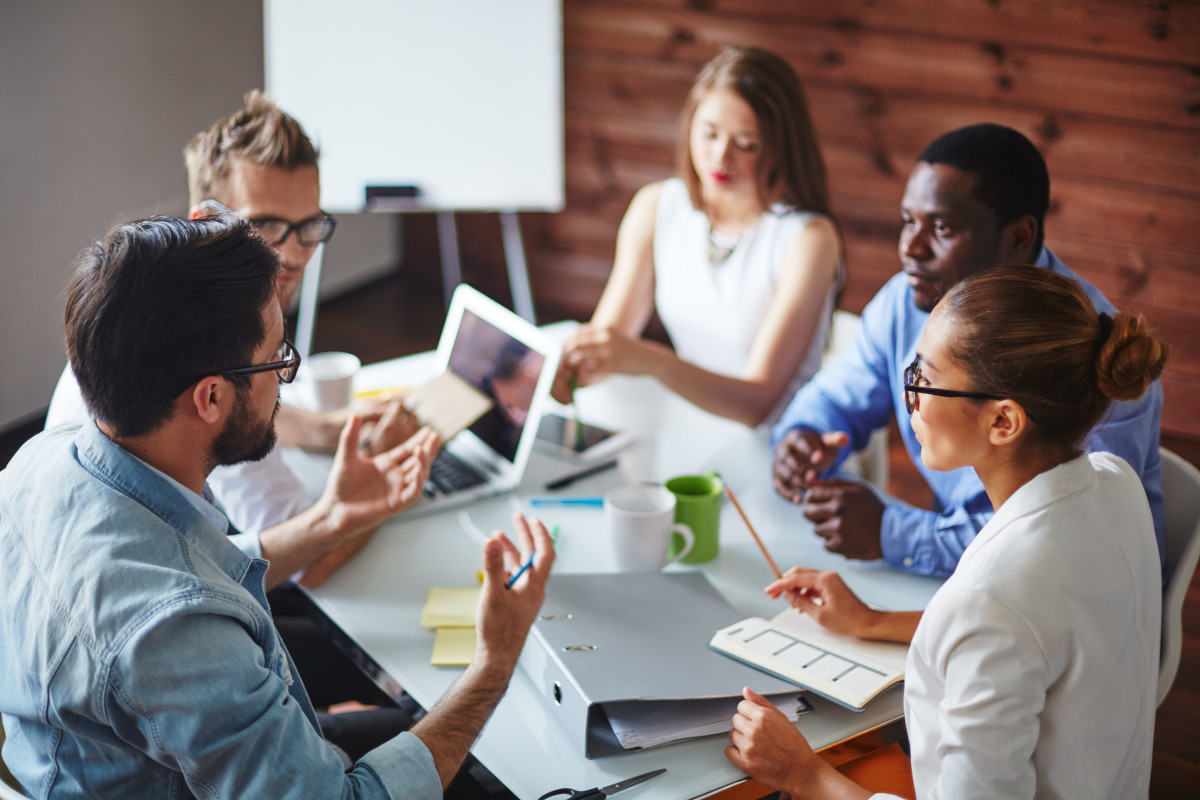 Business people brainstorming in an office